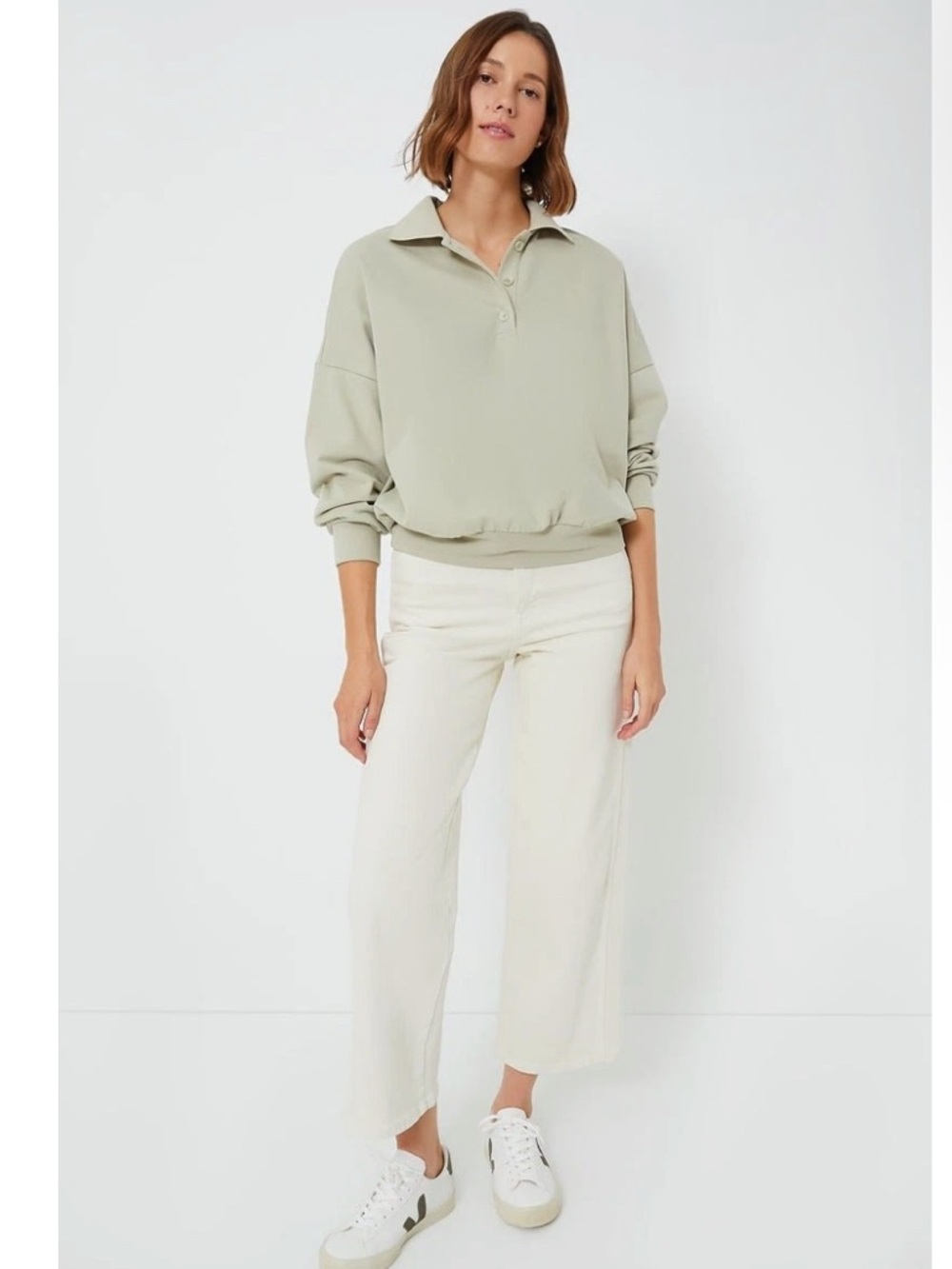 Tuckernuck Pomander Place Sage Bode Polo Sweatshirt NWT Oversized XS - Picture 4 of 12